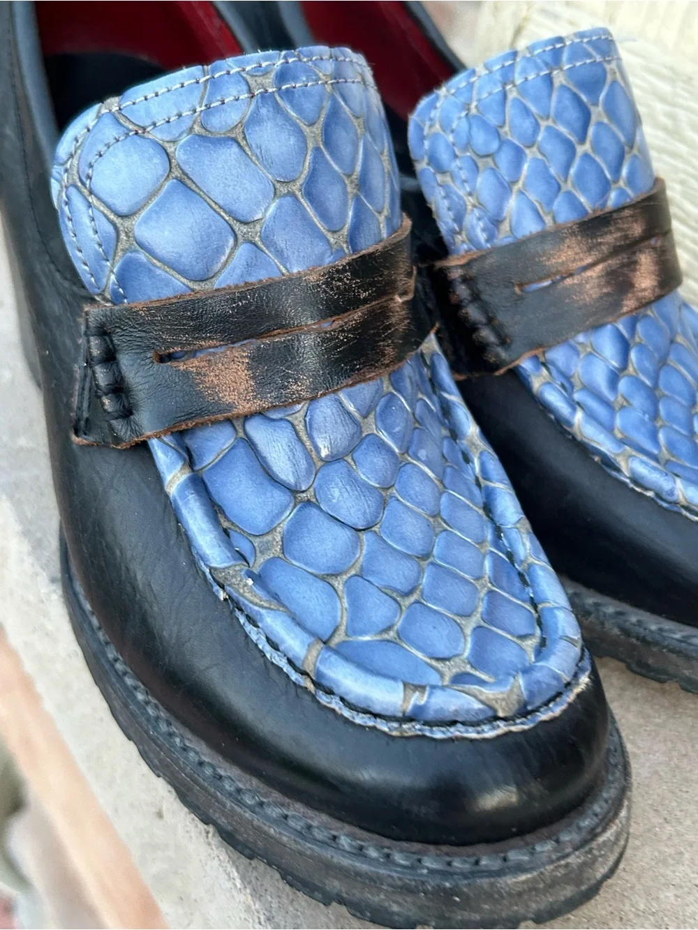 Womens FREEBIRD “Bristol” Loafer Heels Blue Snake Leather sz 7 - Picture 6 of 12